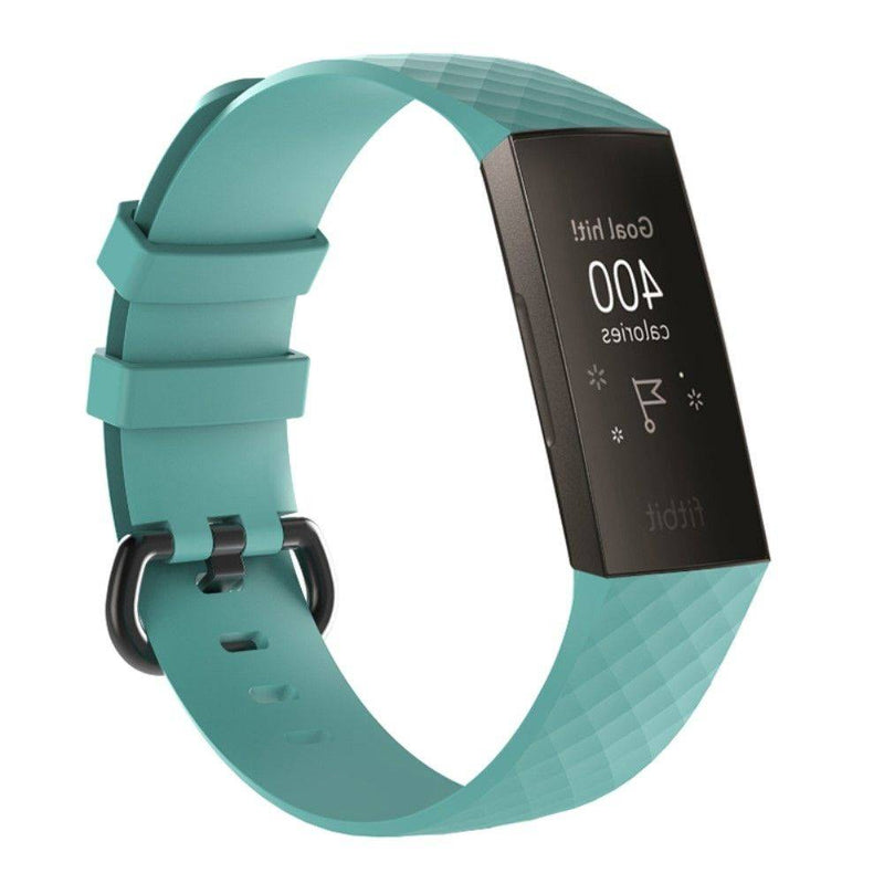 Fitbit Charge 3 / Charge 4 - Silikone armbånd str. L - Cyan