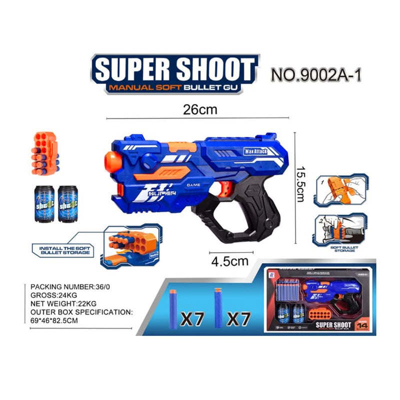 Se Soft Bullet "Super Shoot" - 4 forskellige, super seje pistoler - ✔ Kæmpe udvalg i  Satana ✔ Hurtig levering: 1 - 2 Hverdage samt billig fragt - Varenummer: STAA-1353120 og barcode / Ean:  på lager - Udsalg på Udendørs legetøj > Indendørs legetøj > Julegaver Børn > LEGETØJ Spar op til 59% - Over 1150 kendte brands på udsalg