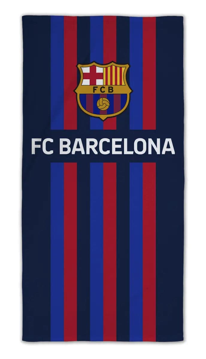 Se FC Barcelona håndklæde - 70x140 cm - FCB Logo og striber - 100% Bomuld - Badehåndklæde ❤ Kæmpe udvalg i Licens ❤ Hurtig levering: 1 - 2 Hverdage samt billig fragt - Varenummer: THX-21810 og barcode / Ean: &