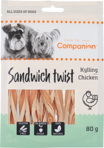 Se Companion - chicken sandwich twist, 80g ❤ Kæmpe udvalg i Companion ❤ Hurtig levering: 1 - 2 Hverdage samt billig fragt - Varenummer: BGH-47763603489098 og barcode / Ean: '5701883424895 på lager - Udsalg på Alle produkter (Lagerbeholdning er større end 1) Spar op til 63% - Over 1312 kendte brands på udsalg