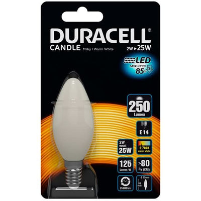 Se Duracell LED-filament - hvid kertepære E14 250 lumen - Indendørsbelysning > Pærer - DURACELL - Spotshop ✔ Kæmpe udvalg i  DURACELL ✔ Hurtig levering: 1 - 2 Hverdage samt billig fragt - Varenummer: SPSH-FC25M2N14B1 og barcode / Ean: '0884620038083 på lager - Udsalg på Pærer Spar op til 61% - Over 1324 kendte brands på udsalg