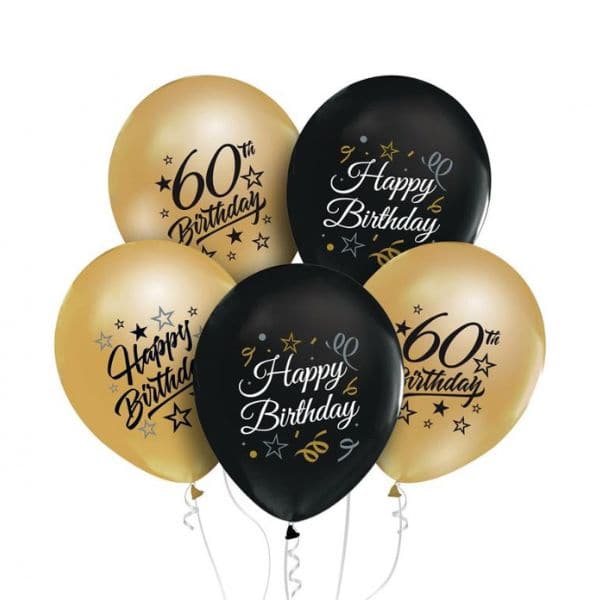 Se Beauty&Charm Balloner 12" Med Tryk "60" Guld Og Sort 5 Stk. ❤ Kæmpe udvalg i Godan ❤ Hurtig levering: 1 - 2 Hverdage samt billig fragt - Varenummer: BAR-774205 og barcode / Ean: &