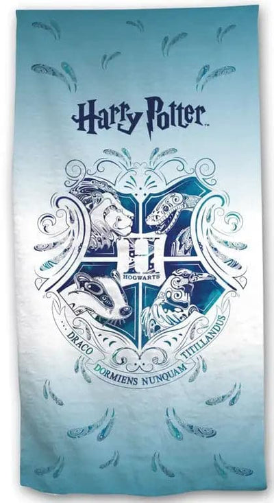 Se Harry Potter badehåndklæde - Blåt Hogwarts logo - 70x140 cm - 100% Blød bomuld - ❤ Kæmpe udvalg i Licens ❤ Hurtig levering: 1 - 2 Hverdage samt billig fragt - Varenummer: THX-1119 og barcode / Ean: '5714710008335 på lager - Udsalg på Håndklæder Spar op til 53% - Over 1334 design mærker på udsalg