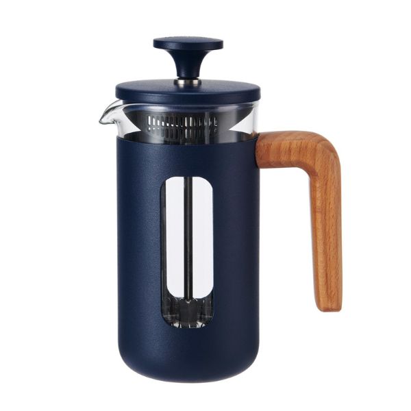 Pisa Stempelkande 3 Kopper Navy Træhåndtag La CafetiÃ¨re