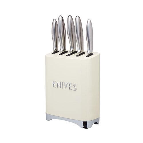 Se Lovello knivblok m/ 5 knive i rustfrit stål - Creme ❤ Kæmpe udvalg i KitchenCraft ❤ Hurtig levering: 1 - 2 Hverdage samt billig fragt - Varenummer: ISP-11370 og barcode / Ean: &