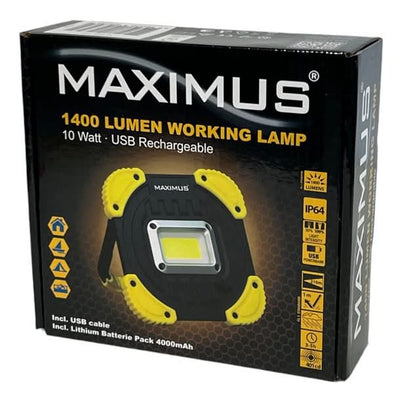 Se MAXIMUS Genopladelig arbejdslampe på 1.400 lumen inkl., powerbank/USB - Lygter - Maximus - Spotshop ✔ Kæmpe udvalg i  Maximus ✔ Hurtig levering: 1 - 2 Hverdage samt billig fragt - Varenummer: SPSH-M-WKL-018 og barcode / Ean: '0884620056582 på lager - Udsalg på Lygter Spar op til 53% - Over 1324 kendte brands på udsalg