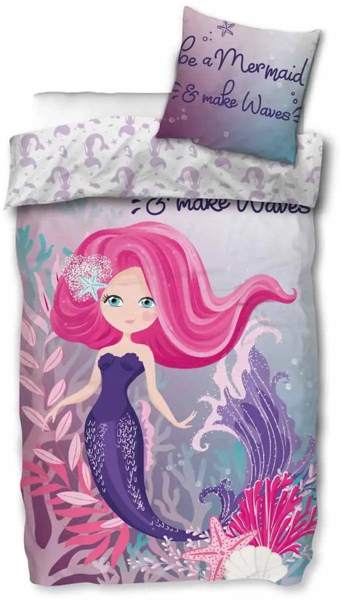 Se Havfrue sengetøj - 140x200 cm - Be a mermaid - Dynebetræk med 2 i 1 design - 100% bomulds sengesæt ❤ Kæmpe udvalg i Licens ❤ Hurtig levering: 1 - 2 Hverdage samt billig fragt - Varenummer: THX-99261-1 og barcode / Ean: &