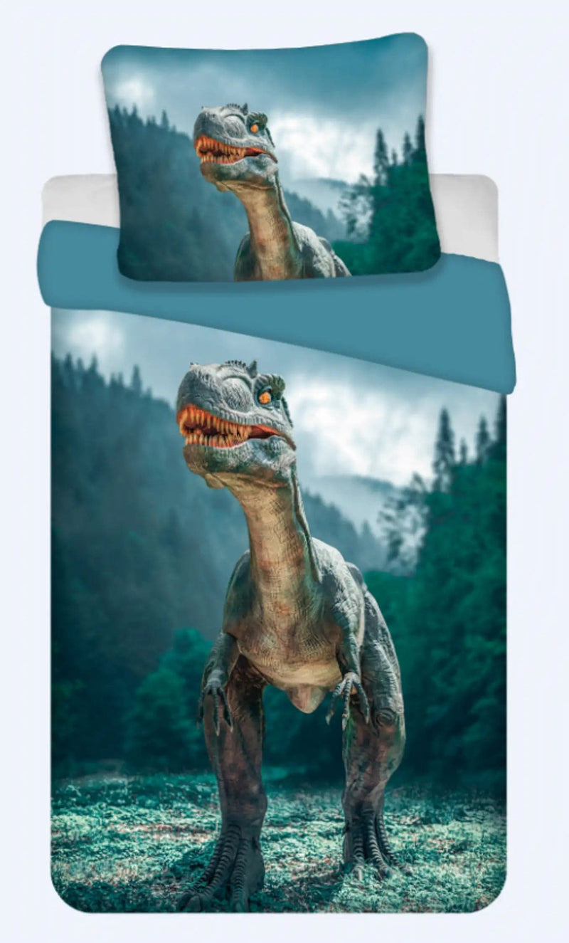 Se Dinosaur sengetøj - 140x200 cm - Raptor - Dynebetræk med 2 i 1 design - Dino sengesæt i 100% bomuld ❤ Kæmpe udvalg i Licens ❤ Hurtig levering: 1 - 2 Hverdage samt billig fragt - Varenummer: THX-NB2314-1 og barcode / Ean: &