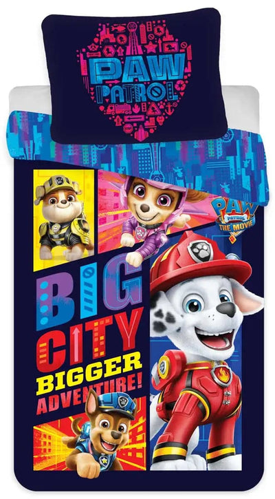 Se Sengetøj 150x210 cm - Paw Patrol The Movie - 2 i 1 sengesæt - Dynebetræk i 100% bomuld ❤ Kæmpe udvalg i Licens ❤ Hurtig levering: 1 - 2 Hverdage samt billig fragt - Varenummer: THX-1189-3 og barcode / Ean: '5714710009561 på lager - Udsalg på Sengetøj - Enkelt sengetøj - Enkelt sengetøj 150x210 cm (Svensk mål) Spar op til 66% - Over 1334 design mærker på udsalg