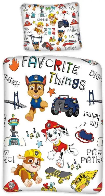 Se Junior sengetøj 100x140 cm - Paw Patrol - Favorite things - 2 i 1 design - 100% bomulds sengesæt ❤ Kæmpe udvalg i Licens ❤ Hurtig levering: 1 - 2 Hverdage samt billig fragt - Varenummer: THX-1633-8 og barcode / Ean: &