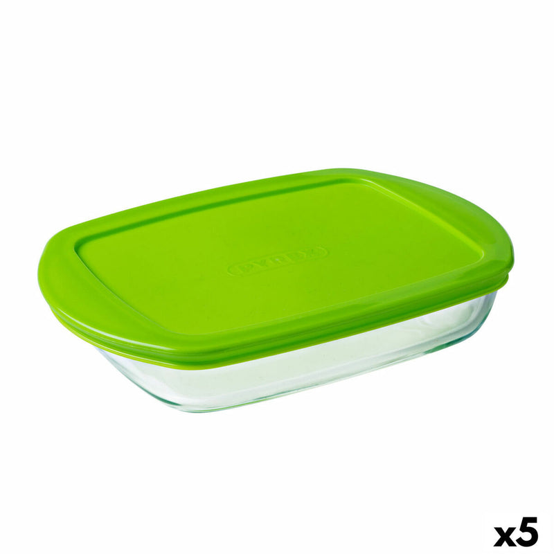 Madkasse med Låg Pyrex Prep&store Px Grøn 1,6 L 28 x 20 cm Glas 5 stk