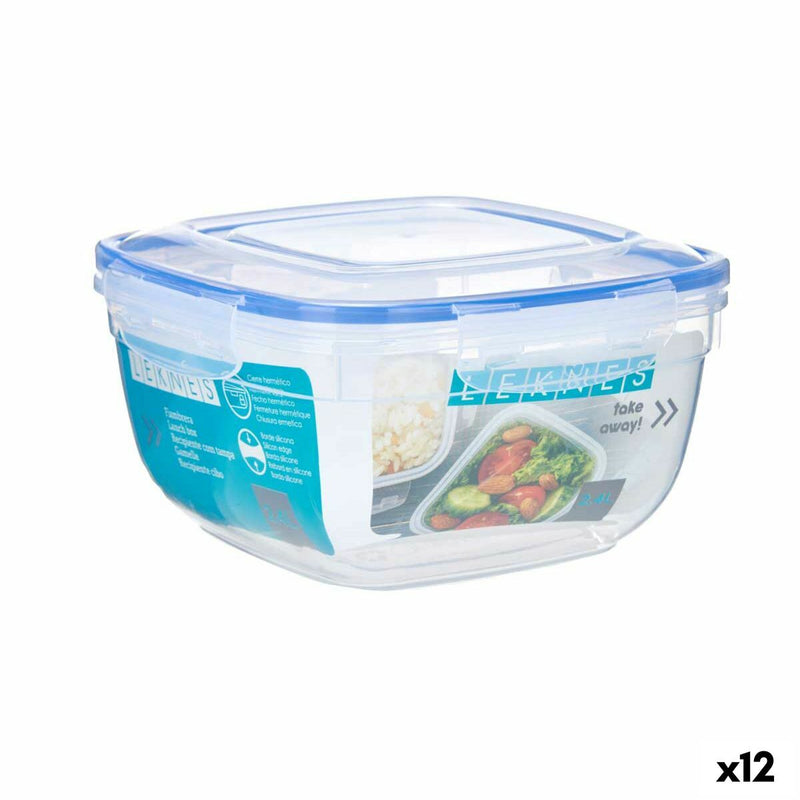 Hermetisk madkasse Firkantet Plastik 2,4 L 20 x 11 x 20 cm (12 enheder)