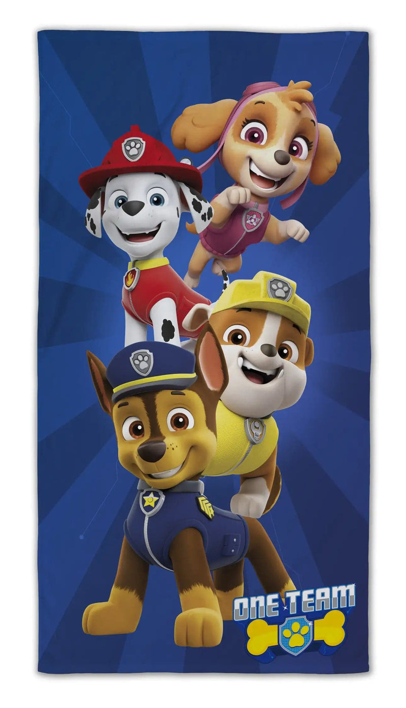 Se Paw Patrol håndklæde - One Team - 70x140 cm - 100% Bomuld - Blødt badehåndklæde ❤ Kæmpe udvalg i Licens ❤ Hurtig levering: 1 - 2 Hverdage samt billig fragt - Varenummer: THX-1444 og barcode / Ean: &