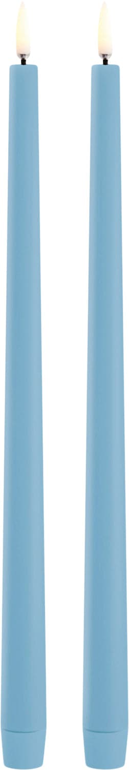 Se Uyuni LED Slim Taper Candle, Sky Blue, Smooth, 2pack, 2,3x32 cm - Led Stearinlys ❤ Stort online udvalg i Uyuni ❤ Meget billig fragt og hurtig levering: 1 - 2 hverdage - Varenummer: MGS-S13046269 og barcode / Ean: 5708311309137 på lager - Udsalg på Bolig - Interiør - Lysestager - LED Stearinlys Spar op til 65% - Over 857 kendte brands på udsalg