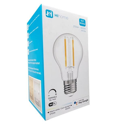 Se Hihome Smart Filament LED WiFi pære varm hvid 2700K til cool hvid 6500K E27 - Smart-home > Smart belysning - Hi Home - Spotshop ✔ Kæmpe udvalg i  Hi Home ✔ Hurtig levering: 1 - 2 Hverdage samt billig fragt - Varenummer: SPSH-WAL-FCT27 og barcode / Ean: '8720387454068 på lager - Udsalg på Smart-home > Smart belysning Spar op til 62% - Over 1324 kendte brands på udsalg