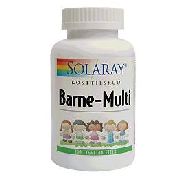 Solaray Barne-Multi tyggevit. børn &bull; 100 tab. DATOVARE 03/2025