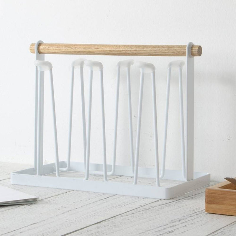 Holder til glas / krus - Plads til 6 - Trendy organizer til dine glas - Hvid