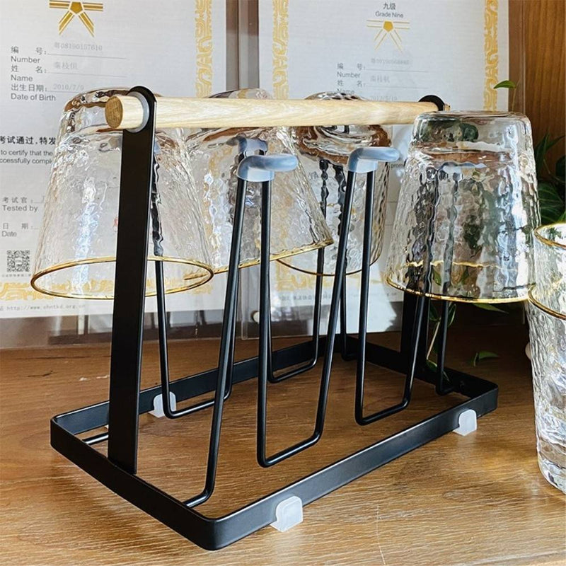 Holder til glas / krus - Plads til 6 - Trendy organizer til dine glas - Sort