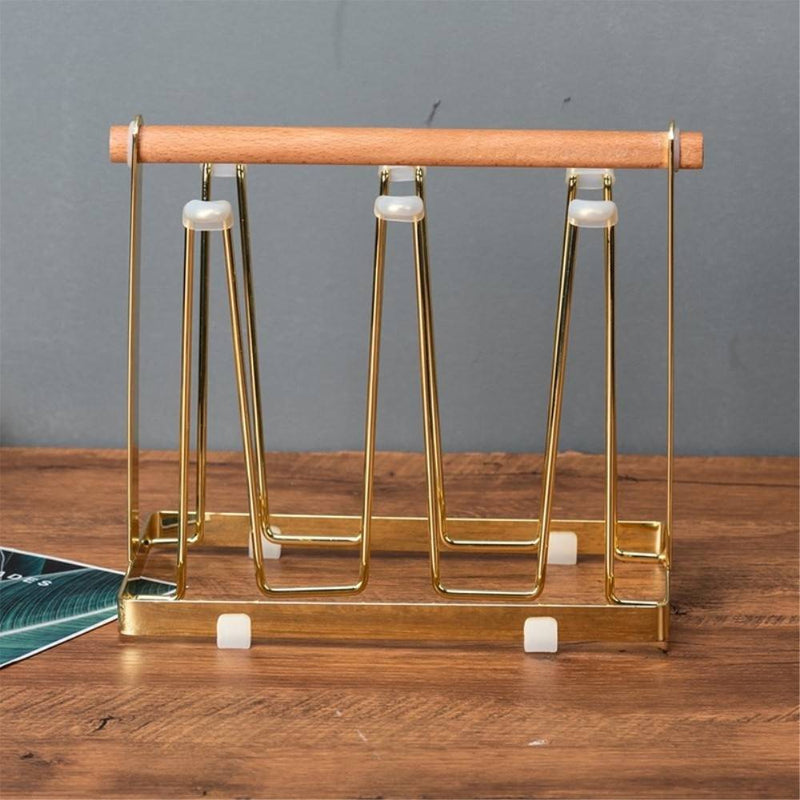 Holder til glas / krus - Plads til 6 - Trendy organizer til dine glas - Guld