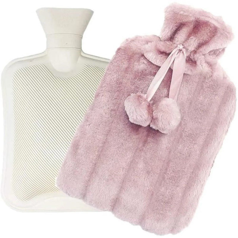 Varmedunk - 2L - Med fluffy cover - Pink