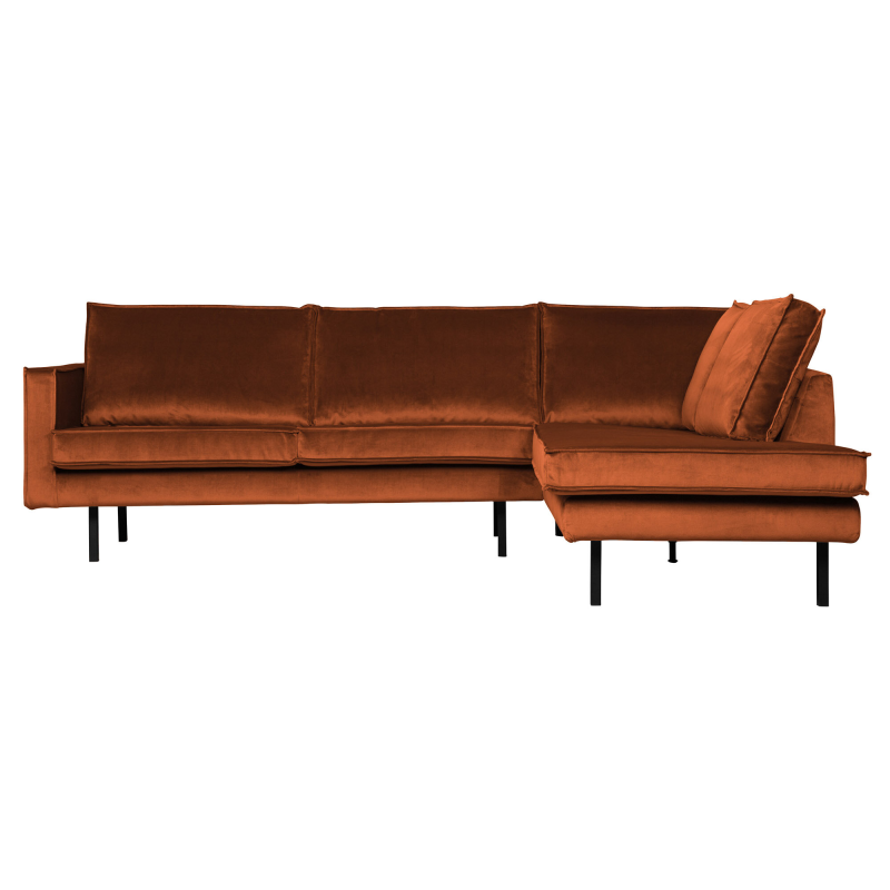 Rodeo Hjørnesofa Højrevendt Velour - Rust