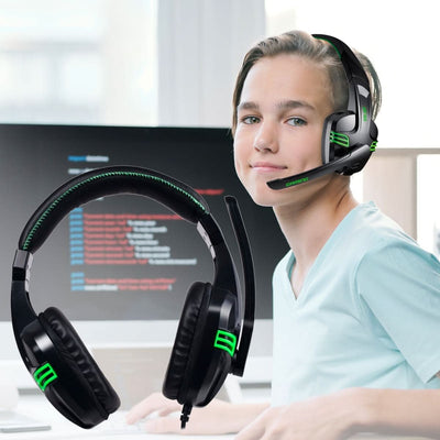 Se Gamer PC Headset m/mikrofon og stereo lyd - sort/grøn - ✔ Kæmpe udvalg i  Satana ✔ Hurtig levering: 1 - 2 Hverdage samt billig fragt - Varenummer: STAA-79360 og barcode / Ean:  på lager - Udsalg på ELEKTRONIK & GADGETS > Gaming udstyr Spar op til 66% - Over 1354 kendte mærker på udsalg