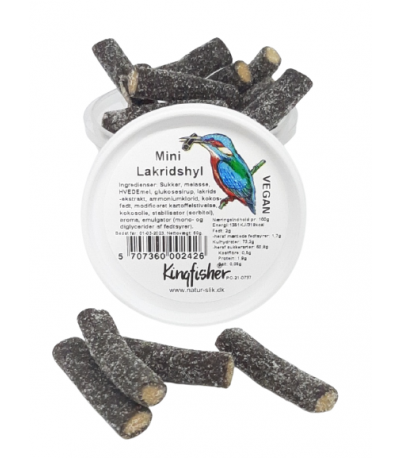 Kingfischer Mini lakridshyl Vegan 60g.