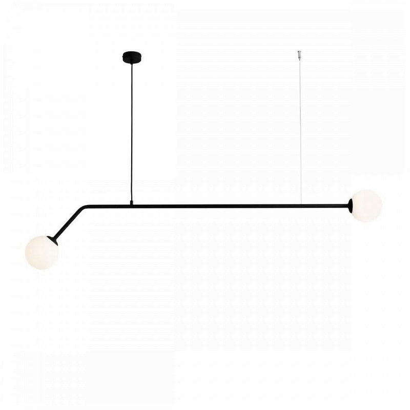 Limelight - Loftlampe i sort metal og hvidt glas, bredde 150 cm