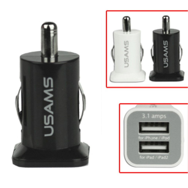 USAMS Universal Dual USB biloplader til cigarettænderen - Sort