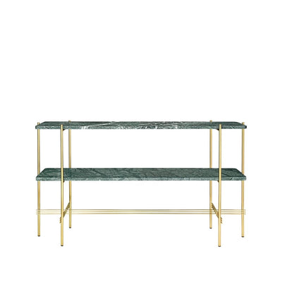 Se GUBI TS Console afsætningsbord 120x30x72 cm green guatemala marble, understel i messing, 2 marmorhylder ❤ Kæmpe udvalg i GUBI ❤ Hurtig levering: 1 - 2 Hverdage samt billig fragt - Varenummer: NDN-546404-01 og barcode / Ean: '5710902709820 på lager - Udsalg på Furniture - Tables - Accent Tables - End Tables Spar op til 53% - Over 1354 design mærker på udsalg