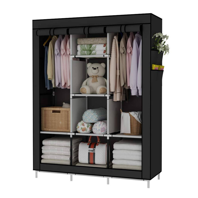 RACK Wardrobe - Garderobe i tekstil - 135x45x165 cm - Sort