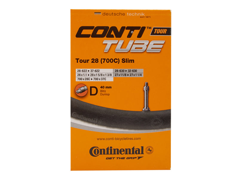 Se Continental Tour 28 Slim - Cykelslange - Str. 700x28-35c - 40 mm Dunlop-ventil ❤ Kæmpe udvalg i Continental ❤ Hurtig levering: 1 - 2 Hverdage samt billig fragt - Varenummer: CKP-4019238556902 og barcode / Ean: &