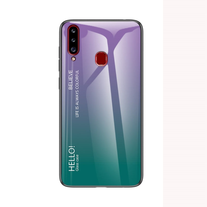 Se Samsung Galaxy A20s - GRADIENT Hybrid cover med bagside af hærdet glas - Lys lilla/Grøn ✔ Kæmpe udvalg i  Capida ✔ Hurtig levering: 1 - 2 Hverdage samt billig fragt - Varenummer: CPD-V33101222968A og barcode / Ean: 101222968A på lager - Udsalg på Mobil tilbehør Spar op til 65% - Over 400 kendte brands på udsalg