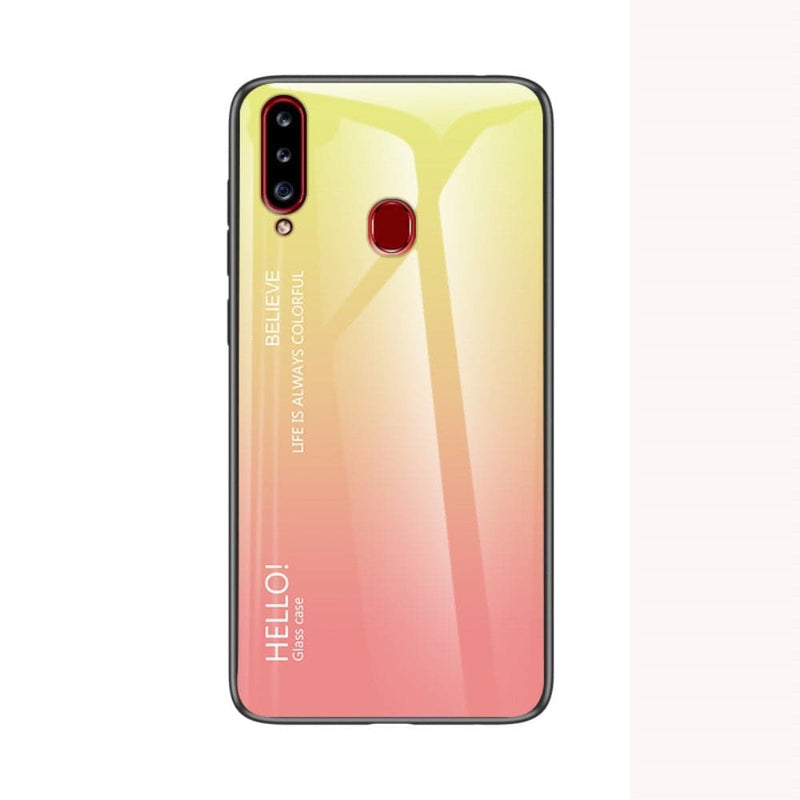 Se Samsung Galaxy A20s - GRADIENT Hybrid cover med bagside af hærdet glas - Gul/pink ✔ Kæmpe udvalg i  Capida ✔ Hurtig levering: 1 - 2 Hverdage samt billig fragt - Varenummer: CPD-V33101222968C og barcode / Ean: 101222968C på lager - Udsalg på Mobil tilbehør Spar op til 63% - Over 400 kendte brands på udsalg