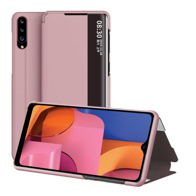 Se Samsung Galaxy A20s - Læder cover med View Window - Rosa guld ✔ Kæmpe udvalg i Capida ✔ Hurtig levering: 1 - 2 Hverdage samt billig fragt - Varenummer: CPD-V33101228096D og barcode / Ean: 101228096D på lager - Udsalg på Mobil tilbehør Spar op til 64% - Over 412 kendte brands på udsalg