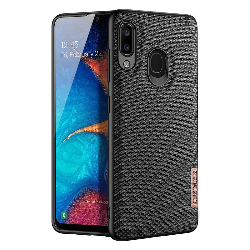 Se Samsung Galaxy A20E / A10 E - DUX DUCIS Fino Hybrid cover - Tekstil Design - Sort ❤ Kæmpe udvalg i DUX DUCIS ❤ Hurtig levering: 1 - 2 Hverdage samt billig fragt - Varenummer: CPD-DU3055755 og barcode / Ean: &