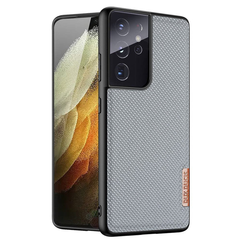 Se Samsung Galaxy S21 Ultra 5G - DUX DUCIS Fino Hybrid cover - Tekstil Design - Blå ❤ Kæmpe udvalg i DUX DUCIS ❤ Hurtig levering: 1 - 2 Hverdage samt billig fragt - Varenummer: CPD-DU3053140 og barcode / Ean: &