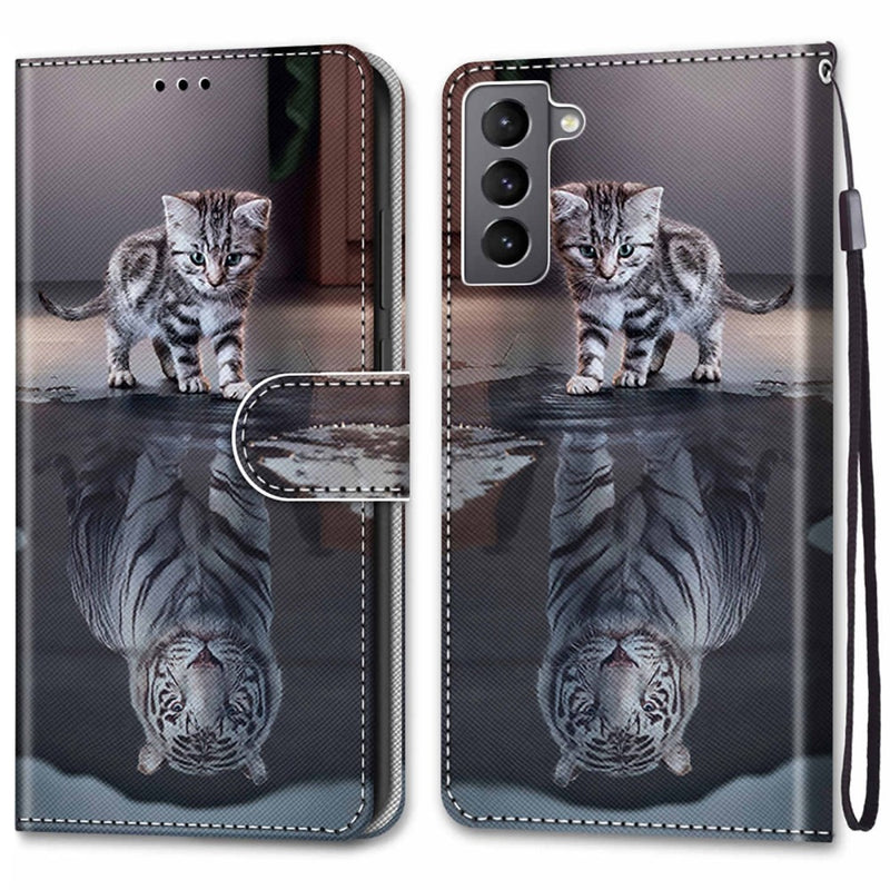 Se Samsung Galaxy S22 5G - Læder cover / pung - Printet design - Kat/Tiger ❤ Kæmpe udvalg i Capida ❤ Hurtig levering: 1 - 2 Hverdage samt billig fragt - Varenummer: CPD-V33101241828L og barcode / Ean: 101241828L på lager - Udsalg på Mobil tilbehør Spar op til 66% - Over 454 design mærker på udsalg