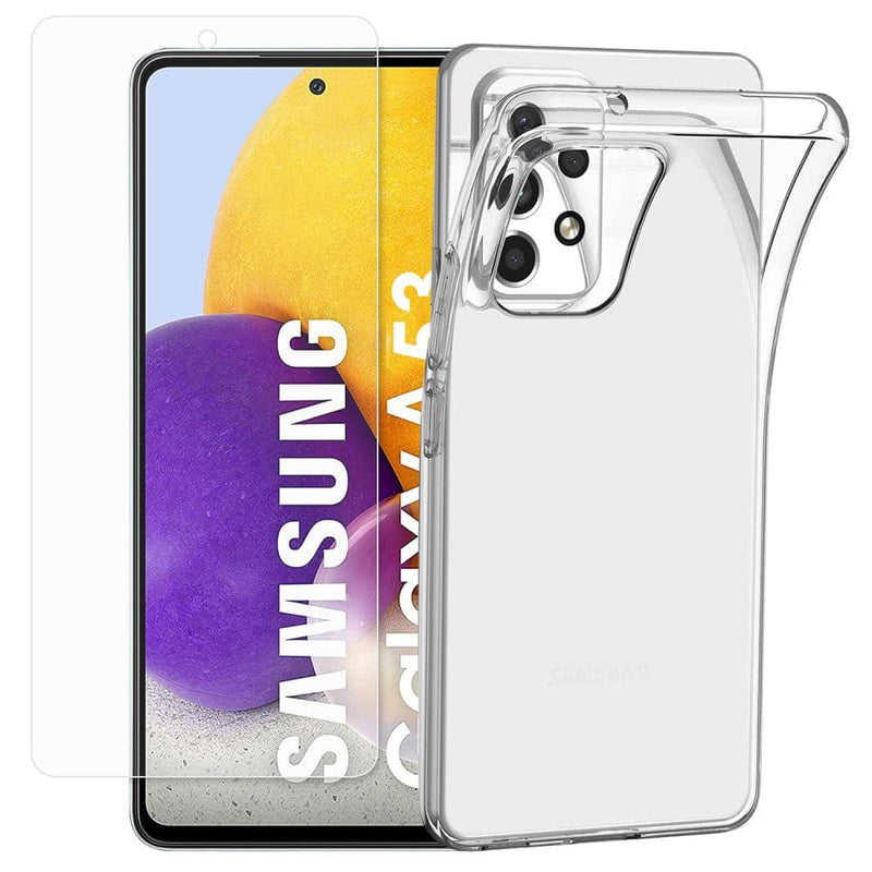 Se Samsung Galaxy A53 5G - Gummi cover inkl. Hærdet beskyttelsesglas - Transparent ❤ Kæmpe udvalg i Capida ❤ Hurtig levering: 1 - 2 Hverdage samt billig fragt - Varenummer: CPD-V33101243756A og barcode / Ean: 101243756A på lager - Udsalg på Mobil tilbehør Spar op til 66% - Over 424 kendte brands på udsalg