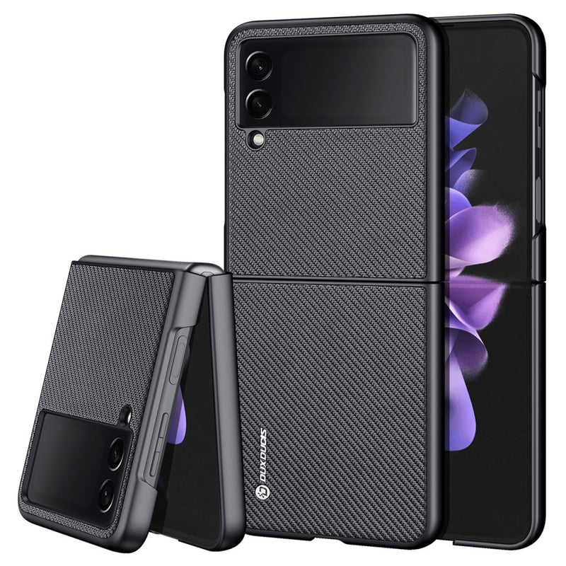 Se Samsung Galaxy Z Flip3 5G - DUX DUCIS Fino Hybrid cover - Tekstil Design - Sort ❤ Kæmpe udvalg i DUX DUCIS ❤ Hurtig levering: 1 - 2 Hverdage samt billig fragt - Varenummer: CPD-DU3040003 og barcode / Ean: &