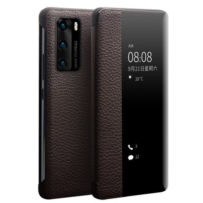 Se Huawei P40 - QIALINO ægte læder view window cover - Mørkebrun ❤ Kæmpe udvalg i QIALINO ❤ Hurtig levering: 1 - 2 Hverdage samt billig fragt - Varenummer: CPD-QLIP40033025 og barcode / Ean: p40033025 på lager - Udsalg på Mobil tilbehør Spar op til 63% - Over 785 kendte brands på udsalg