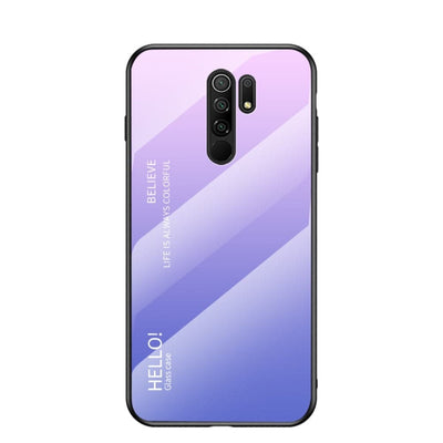 Se Xiaomi Redmi 9 - GRADIENT Hybrid cover med bagside af hærdet glas - Pink/Lilla ❤ Kæmpe udvalg i Capida ❤ Hurtig levering: 1 - 2 Hverdage samt billig fragt - Varenummer: CPD-V33101907744G og barcode / Ean: 101907744G på lager - Udsalg på Mobil tilbehør Spar op til 54% - Over 434 design brands på udsalg