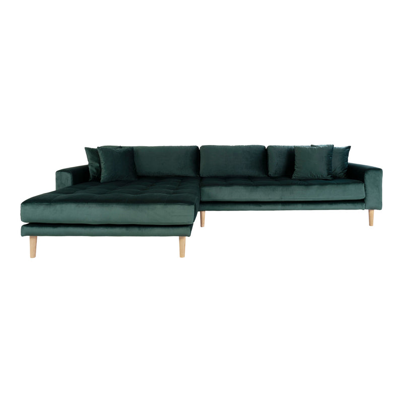 Se Lido Lounge Sofa - Lounge Sofa, Venstrevendt I Mørkegrøn Velour Med Fire Puder Og Natur Træben, Hn1006 ❤ Stort online udvalg i HouseNordic ❤ Hurtig levering: 1 - 2 Hverdage samt billig fragt ❤ Varenummer: BBM-45560856740117 og barcode / Ean: &