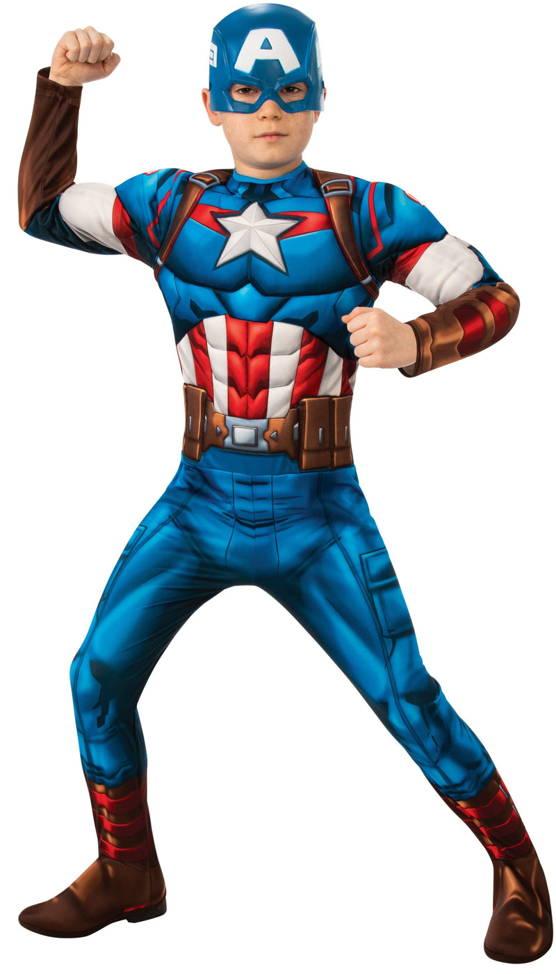 Se Avengers Captain America Deluxe Børnekostume (Str. L/128) ✔ Kæmpe udvalg i  Rubie&