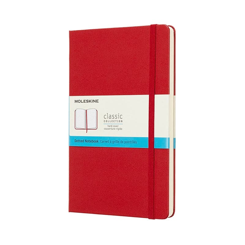 Se Notesbog Moleskine large rød m/240 prikket ark hard online her - Ean: 8058341715420