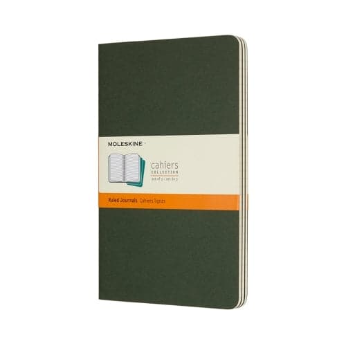 Se Notesbog Moleskine l cahiers grøn 3 stk m/80 linjerede ark online her - Ean: 8055002855273