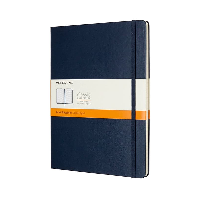 Se Notesbog Moleskine xl blå m/192 linjerede ark hard online her - Ean: 8055002855129