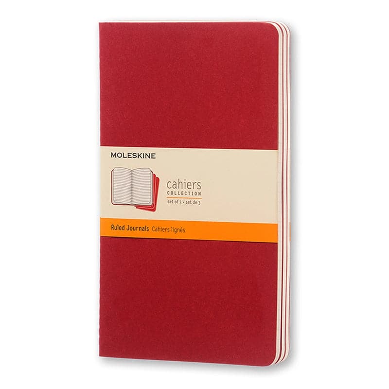 Se Notesbog Moleskine large cahiers rød 3 stk m/80 linjerede online her - Ean: 9788862931014