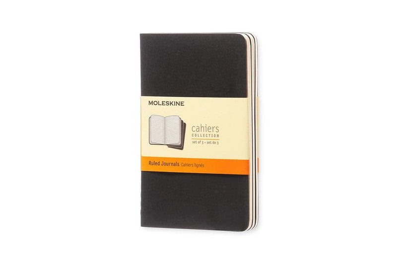 Se Notesbog Moleskine pocket cahiers sort 3 stk m/64 linjerede online her - Ean: 9788883704895