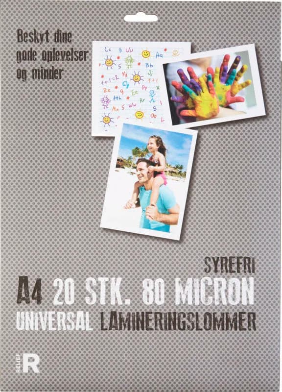 Se Relief Lamineringslomme A4 80mic 20stk online her - Ean: 5706245305218